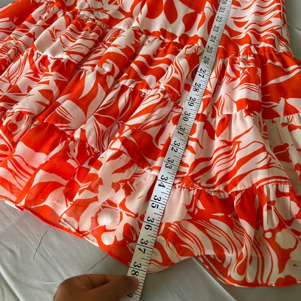 Covington Tropical Floral Shift Dress Pink Orange Ruffle Hem Sleeveless Size 6 - Picture 6 of 6